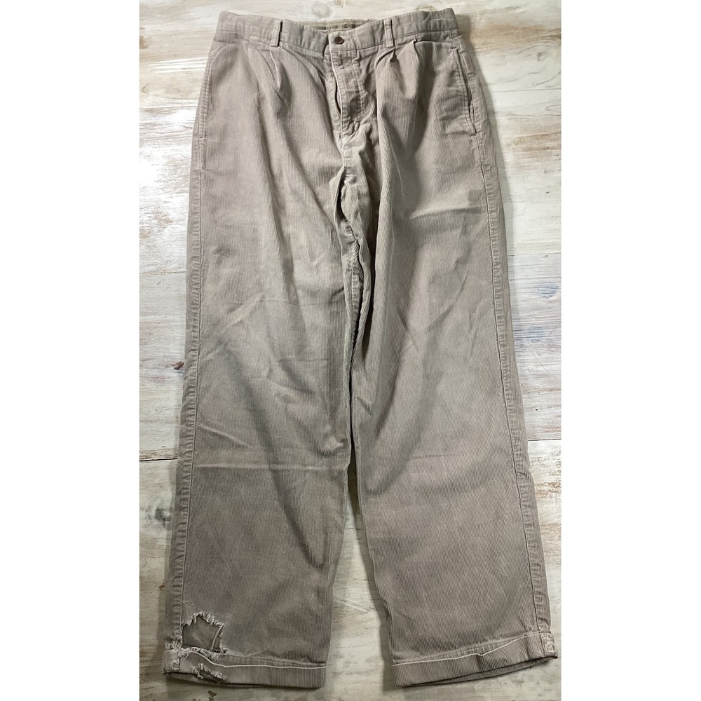 Vintage Caribbean Joe Distressed Baggy Corduroy Pants Light Ivory Men's 36x32